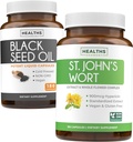 Black Seed Oil & St. John's Wort (3-Month Supply) Harmony Essence Bundle of Black Seed Oil (180 Capsules) Cold-Pressed Nigella Sativa & St. John's Wort (180 Capsules) with Powerful 900mcg Hypericin