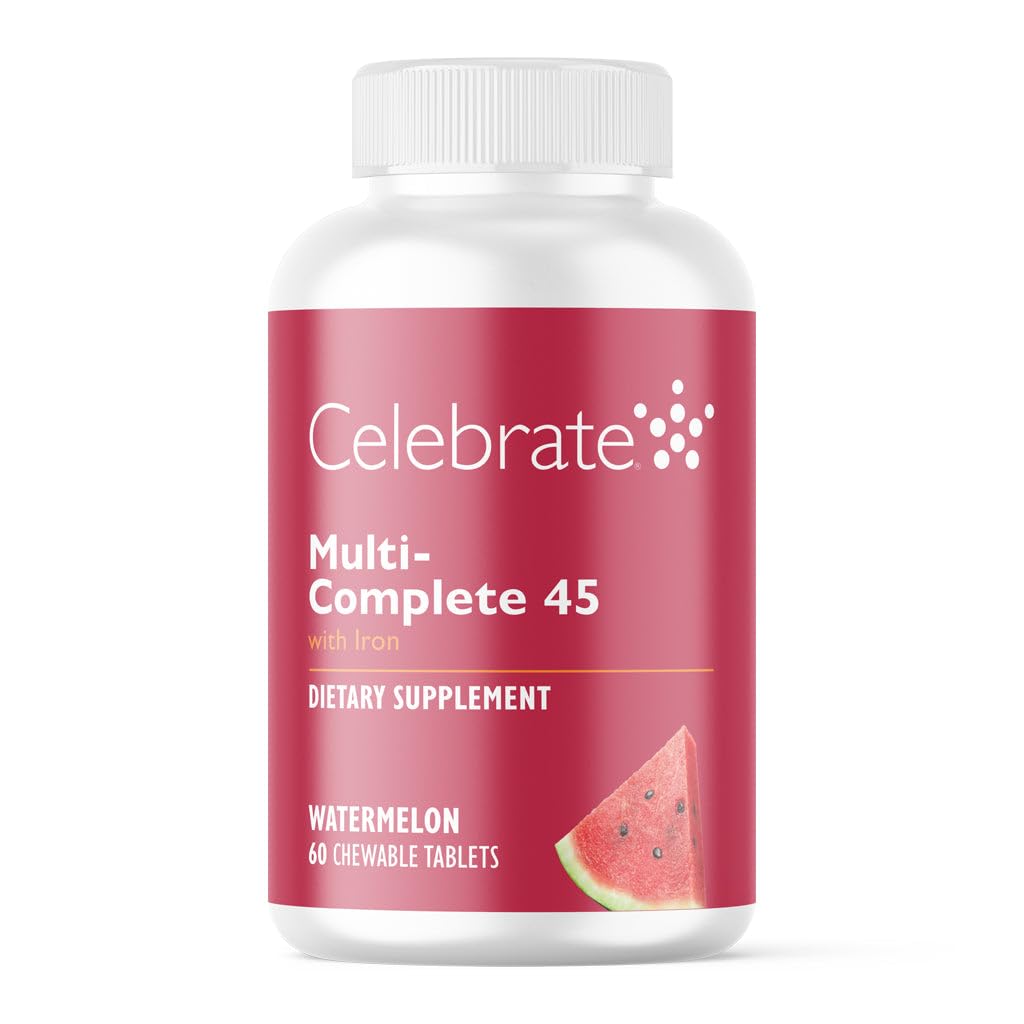 Celebrate Vitamins Multi-Complete Chewables, 45mg Iron – Daily Bariatric Multivitamin for Sleeve Gastrectomy and Gastric Bypass Surgery Patients – Essential Vitamins & Minerals - Melon (180 Tablets)