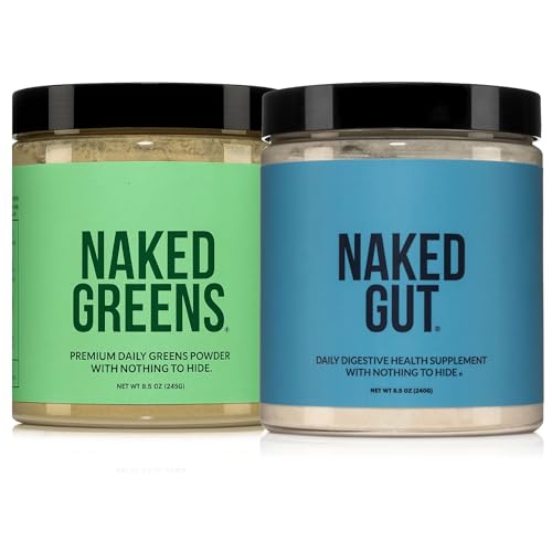 NAKED Gut + Super Greens Bundle – Daily Gut Health Powder (40 Servings) & Organic Greens Supplement (35 Servings) for Digestive, Immune & Wellness Support
