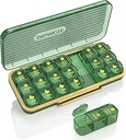 Pill Organizer 3 φορές την ημέρα, 7-Day Pill Box 3 φορές την ημέρα - Acedada Weekly Medicine Box Organizer, 7 Αποσπώμενα Φορητή υπόθεση δοχείου για τις βιταμίνες Fish Oils Συμπληρώματα, πράσινο
