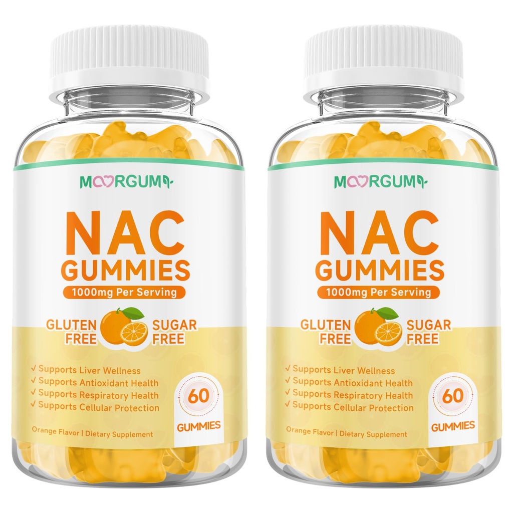NAC Gummies 1000mg for Adults, N-Acetyl Cysteine Supplements for Immune, Liver, Antioxidant Support, Sugar-Free, Natural Orange Flavor, 120 Count