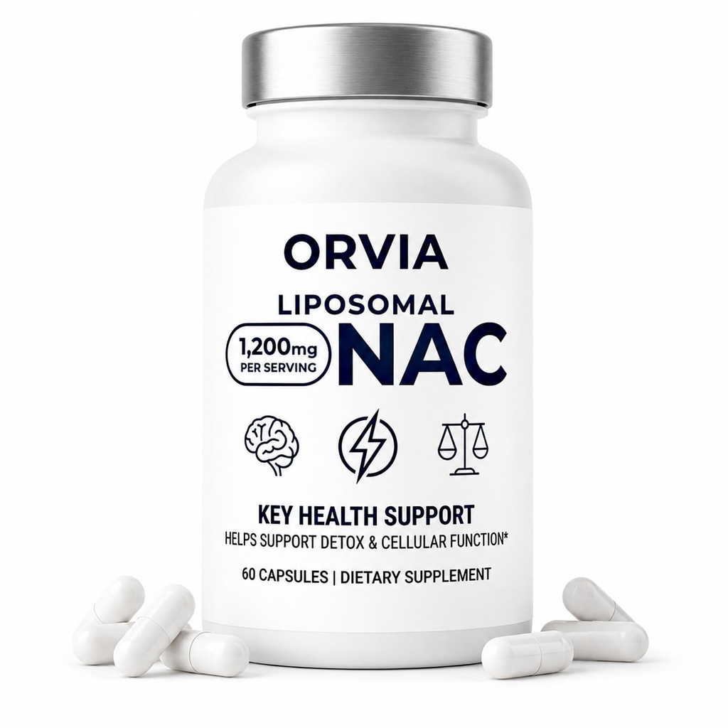 Orvia Labs Liposomal NAC 1200mg, Liver & Cellular Detox Support, Vegan, Non-GMO, Gluten-Free, Dairy-Free - 60 Capsules