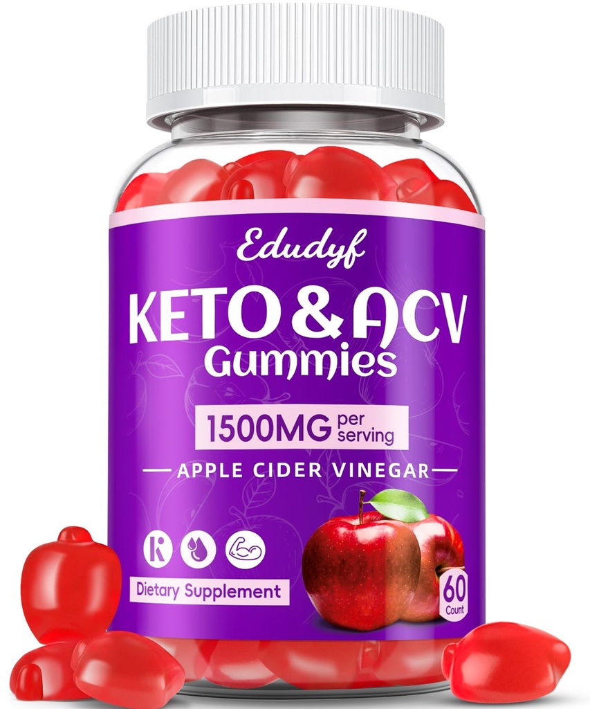 Keto ACV Gummies - 1500mg μηλίτη μηλίτη με προβιοτικά, B12 και Keto Υποστήριξη, Detox & Cleanse, GMO Δωρεάν & Vegan - 60...