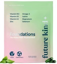 Future Kind Carrageenan-Free Foundations Multivitamin for Women & Men with Omega-3, B12, D3, Zinc, Iodine, Magnesium, K2 & Selenium, Vegan, Compostable Bag (60ct)