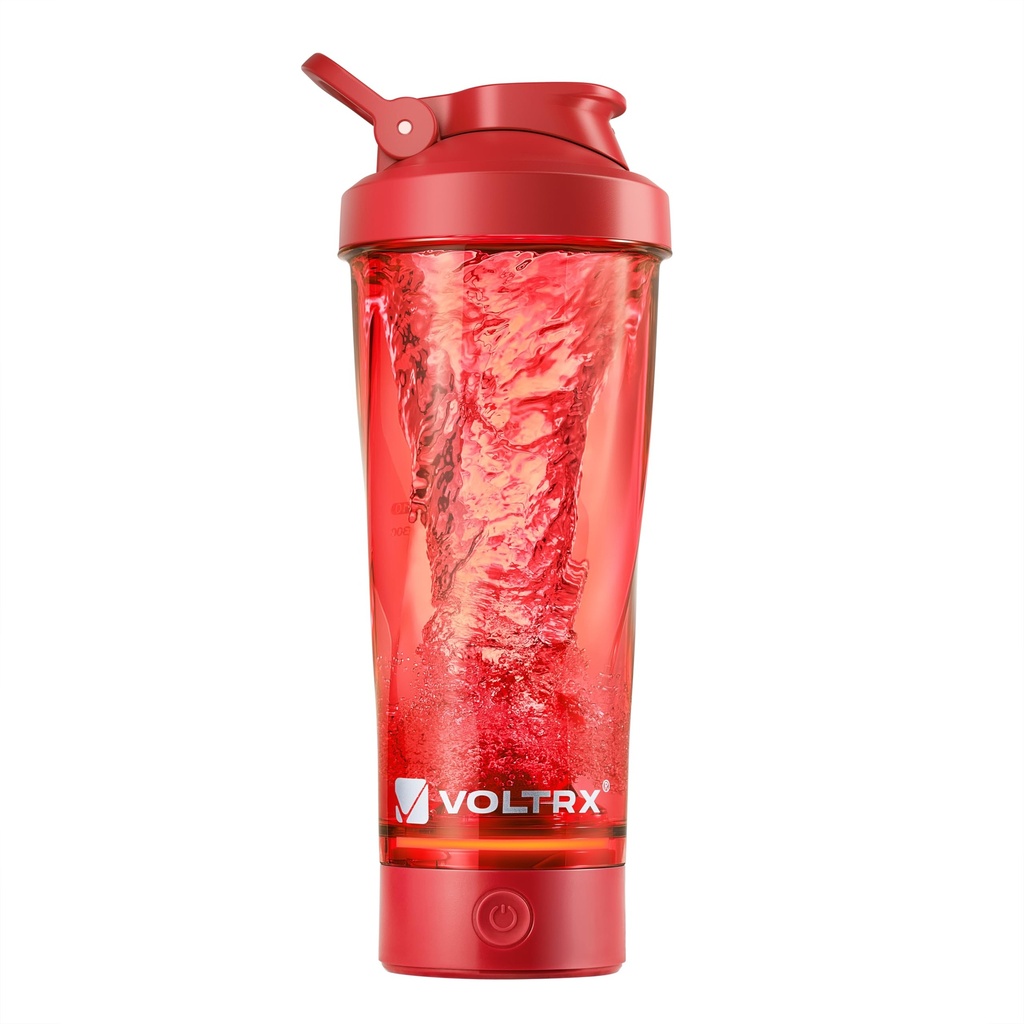 VOLTRX VortexBoost Electric Shaker Bottle, USB C Rechargeable Protein Shake Mixer, Shaker Cups for Protein Shakes and Meal Replacement Shakes, BPA-Free, Made with Tritan,Red
