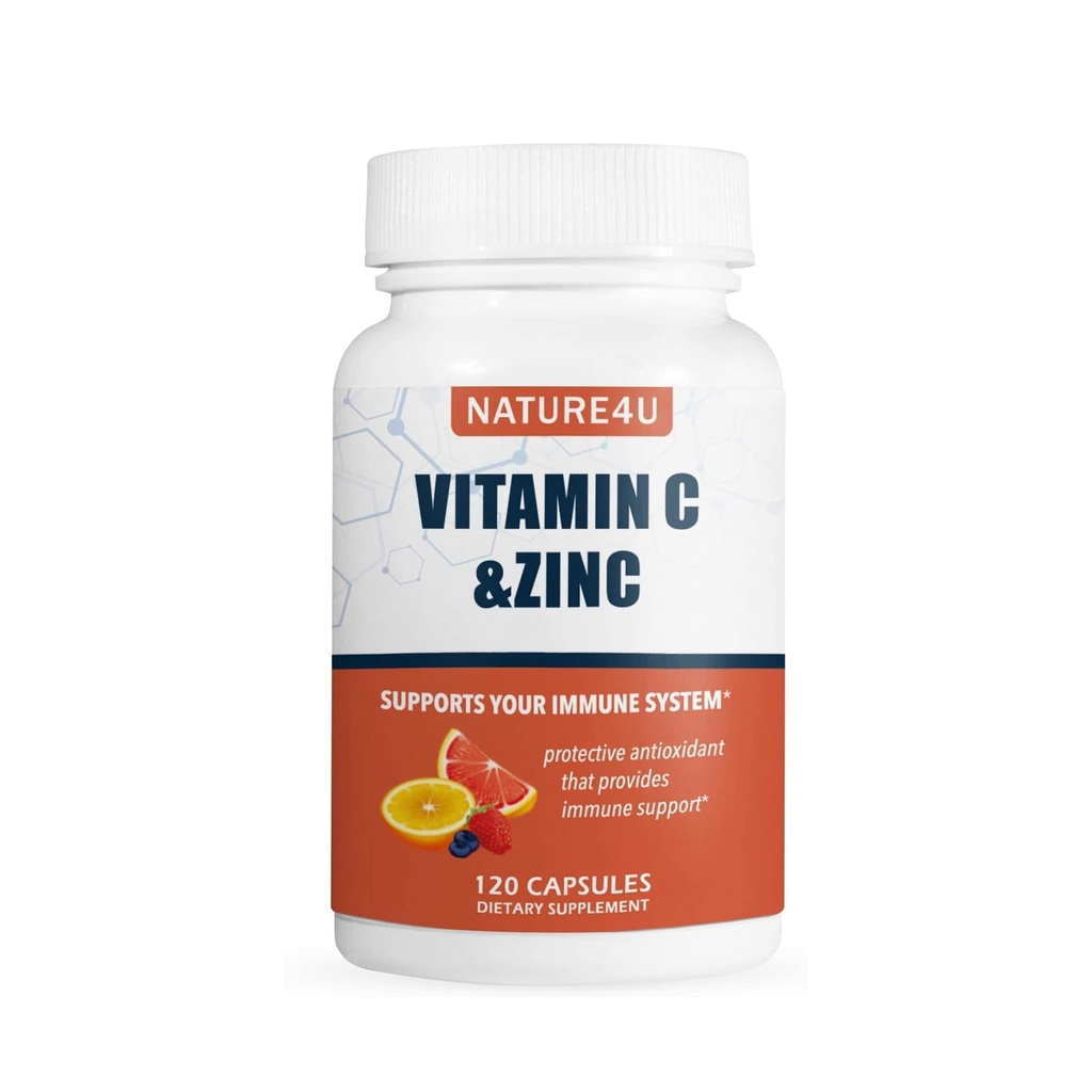 Vitamin C 1000mg with Zinc, Rose Hips and Citrus Bioflavonoids, Immune Support Supplement Antioxidants Protection, 120 Capsules