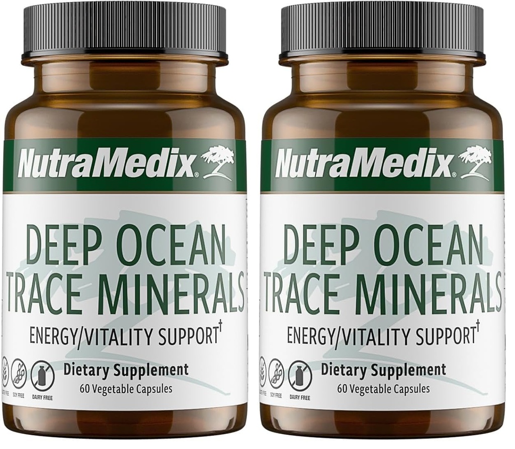 NutraMedix Deep Ocean Trace Minerals 1,000mg - Mineral & Energy Supplements - Magnesium, Zinc, Potassium, Boron, Phosphorus & Manganese - Electrolyte Support (60 Capsules) (Pack of 2)