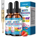 Kids Focus and Attention Supplements with Phosphatidylserine, L-Theanine, Omega-3, Ginkgo Biloba, Kids Multivitamin Liquid Drops, Supports Cognitive, Memory, Calm & Mood, Strawberry, 4 Fl Oz