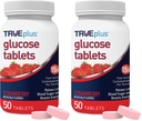 TRUEplus Glucose Tablets, Chewable, Strawberry Flavor, 15g Fast-Acting Carbohydrates, Fat Free, Gluten Free, Boost Energy, 50 Count (Pack of 2)