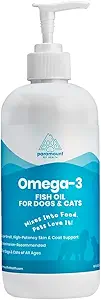Wild-Caught Omega 3 Fish Oil for Dogs & Cats, Liquid EPA DHA Supplement for Skin, Coat, Joints & Heart, Low-Odor Omega 3 Drops for Small Dog Breeds & Cats with Itchy Skin, 16 oz
