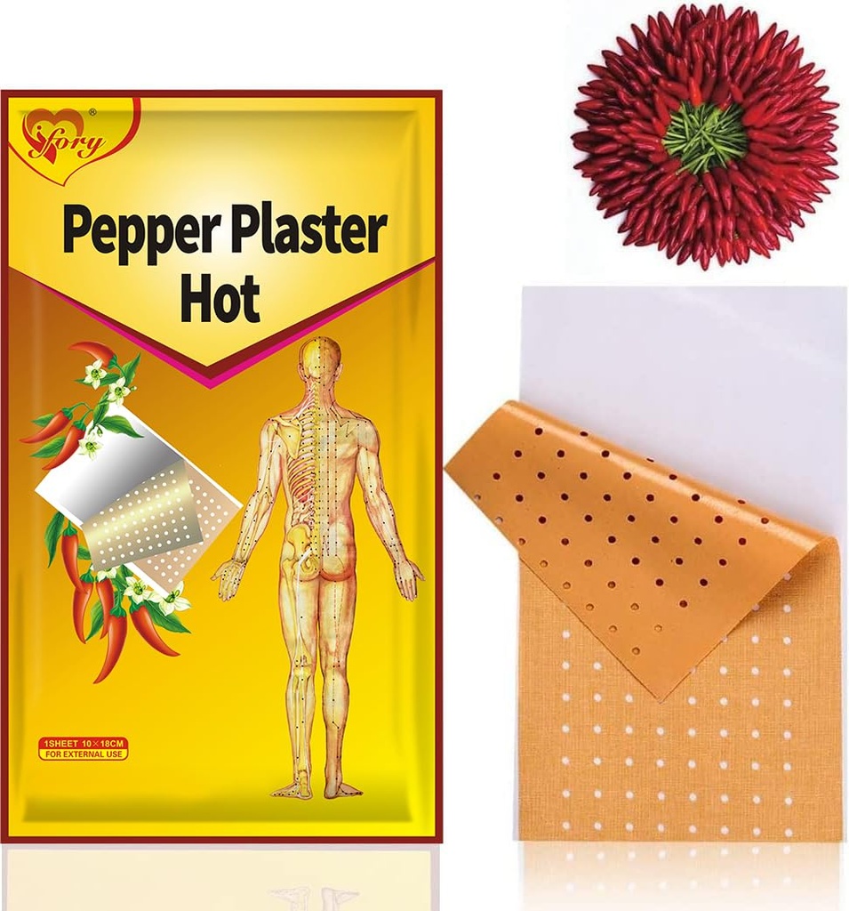 Capsaicin Patches & Pain Patches, Heat Patches for Back, Knee, Neck, Shoulder, Muscle (L (3.94" * 7.09") 20 Count)