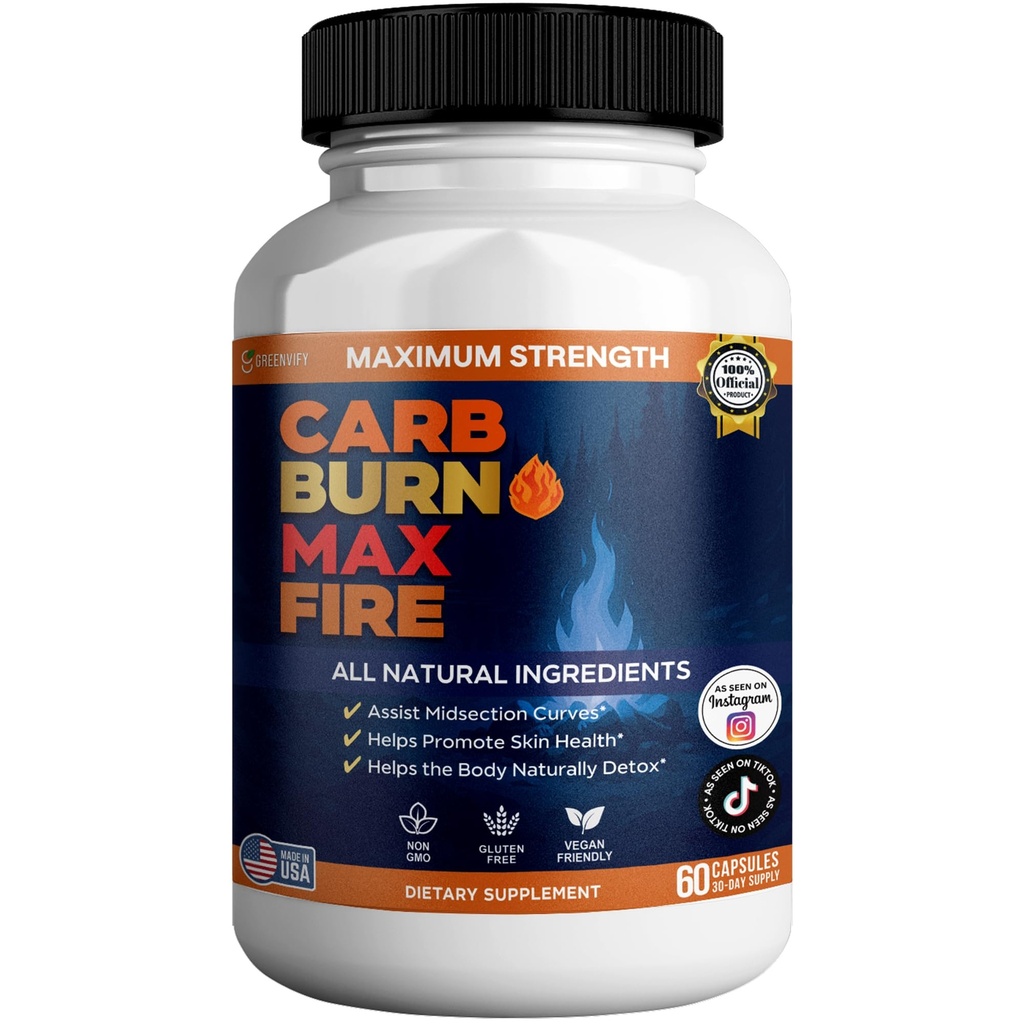 Carb Burn Max Fire, Advanced Metabolism Support and Weight Management Supplement, 60 Capsules