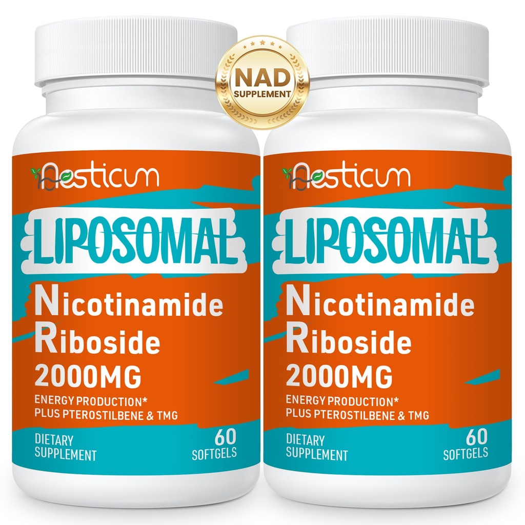 2000 MG Nicotinamide Riboside, NMNH Supplement Alternative, Liposomal Nicotinamide Riboside Supplement with TMG & Pterostilbene - NAD*, Energy, Focus, Immunity, Age Resist - 120 Softgels
