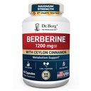 Dr. Berg Berberine 5-in-1 Formula, 60 Capsules – 1200 mg Daily Berberine with Ceylon Cinnamon, ALA, Magnesium Glycinate & BioPerine – Maximum Strength Metabolic & Healthy Blood Sugar Support