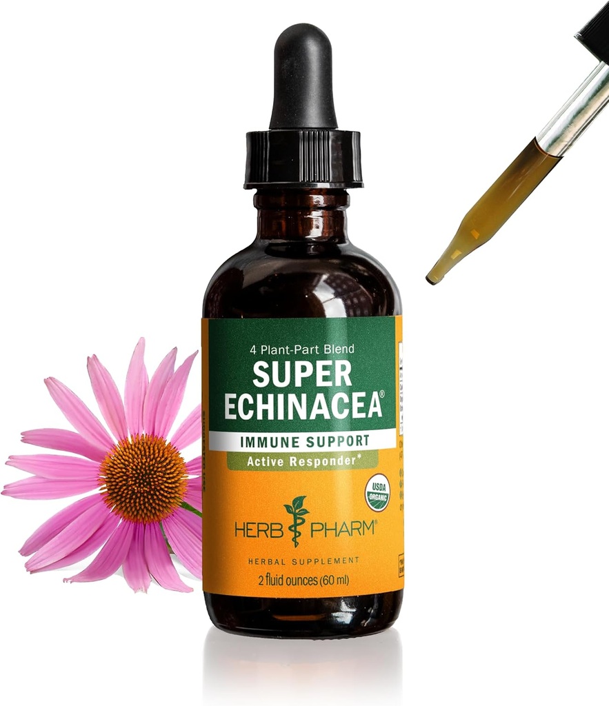 Βότανο Pharm Certified Organic Super Echinacea Liquid Extract σταγόνες για την υποστήριξη ενεργού ανοσοποιητικού συστήματος, 2 Oz