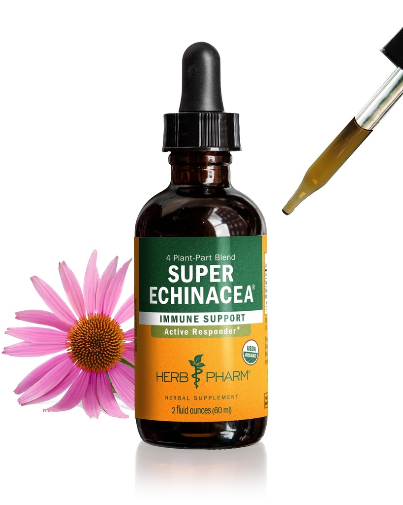 Βότανο Pharm Certified Organic Super Echinacea Liquid Extract σταγόνες για την υποστήριξη ενεργού ανοσοποιητικού συστήματος, 2 Oz