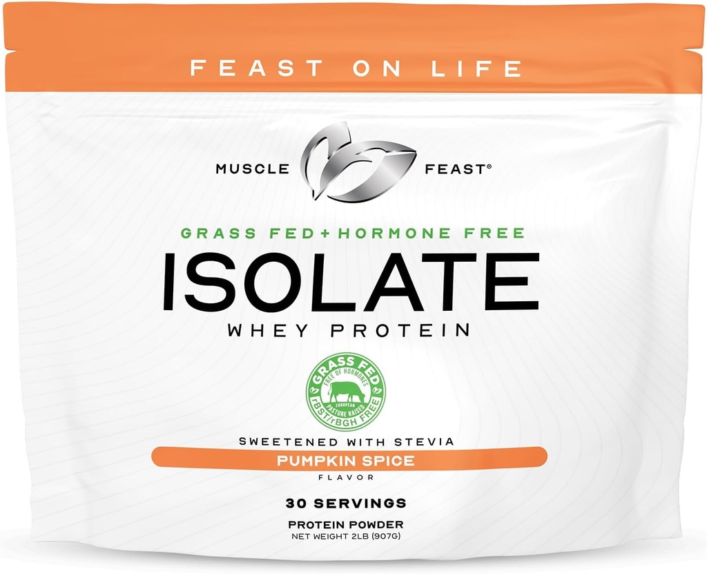 Μύες Fast Grass-Fed Whey Protein Isolate, All Natural Hormone Free Pasture Αυξημένη, Whey Isolate Protein Powder for Men and Women, Clean, Glutten-Free, Delicious Isolate Protein - Κολοκυθόπιτα, 2lb