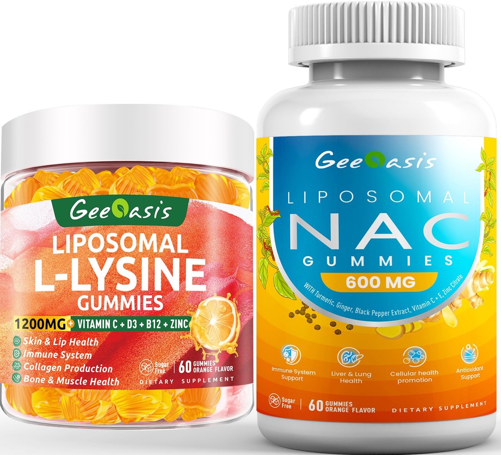Liposomal L-lysine & NAC Gummies, Lysine Chewable & NAC Supplement for Kids & Adults, Immune Support