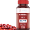 NovaKrill Krill Oil Omega 3 Supplement – 1000mg Softgels with EPA, DHA, Astaxanthin – No Fishy Aftertaste – Easy to Swallow Antarctic Krill Oil – 60 Liquid Capsules