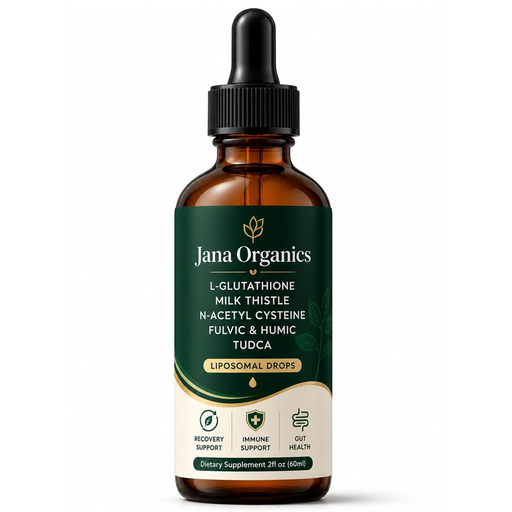 Talina Jana Organics Liposomal Glutathione Drops,Liquid Supplement with NAC, Milk Thistle, TUDCA, Fulvic Humic Acid, Liver Antioxidant Gut Immune Support, Citrus Herbal,2 Fl Oz