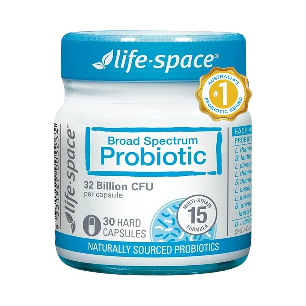 Life-Space Premium Broad Spectrum Probiotics, 32 Billion CFU & 15 Diverse Strains, Formulated for Daily Digestive Health & Immune Health, Probiotics for Women & Men, 30 Veg Capsules