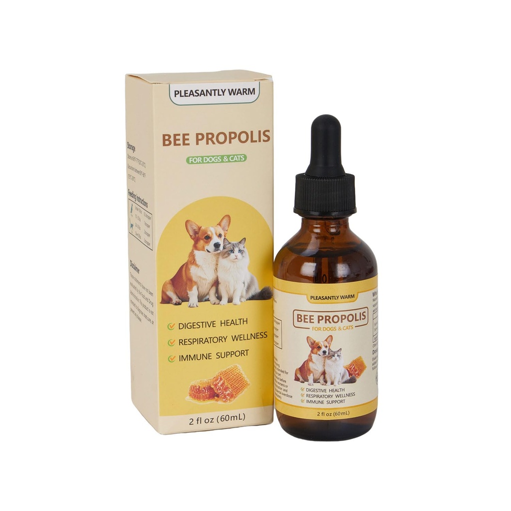Bee Propolis for Dogs & Cats, Liquid Dental Care Supplement for Oral Hygiene & Immune Support, Helps Freshen Breath & Soothe Gums, Natural Flavonoids, 2 fl oz