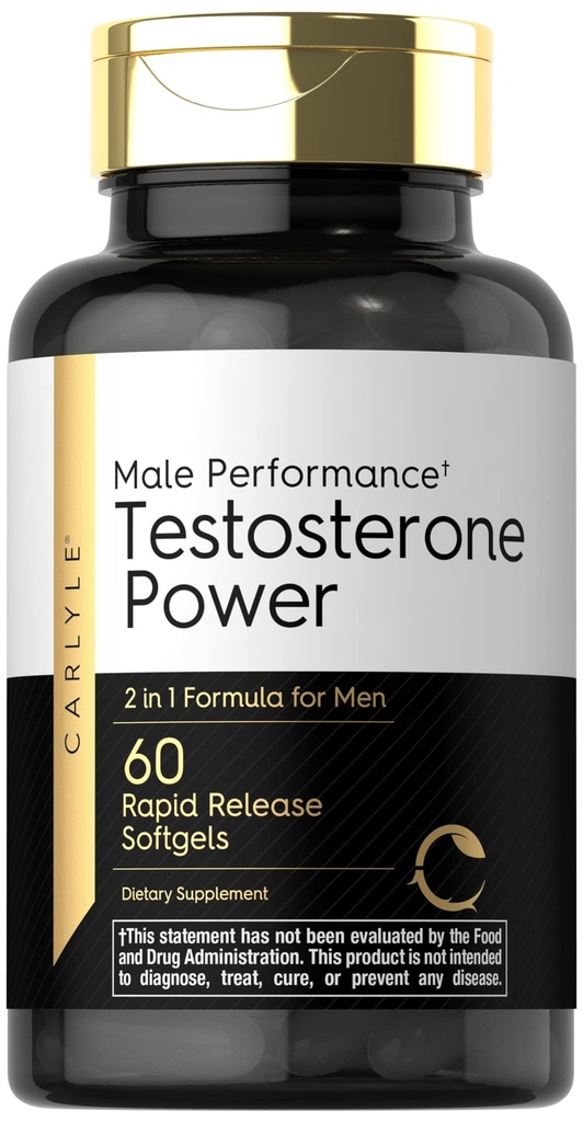 Carlyle Testosterone Supplement for Men | 60 Softgels | for Male Performance | Non-GMO & Gluten Free