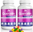 (2 Pack) Quercetin Gummies by BioVitalica - Quercetin με Bromelain Vitamin C και Zinc & Elderberry + Βιταμίνη D3-5 σε 1 Ανοσολογική Υποστήριξη - Ψευδάργυρος Quercetin 750 mg για Παιδιά και Ενήλικες