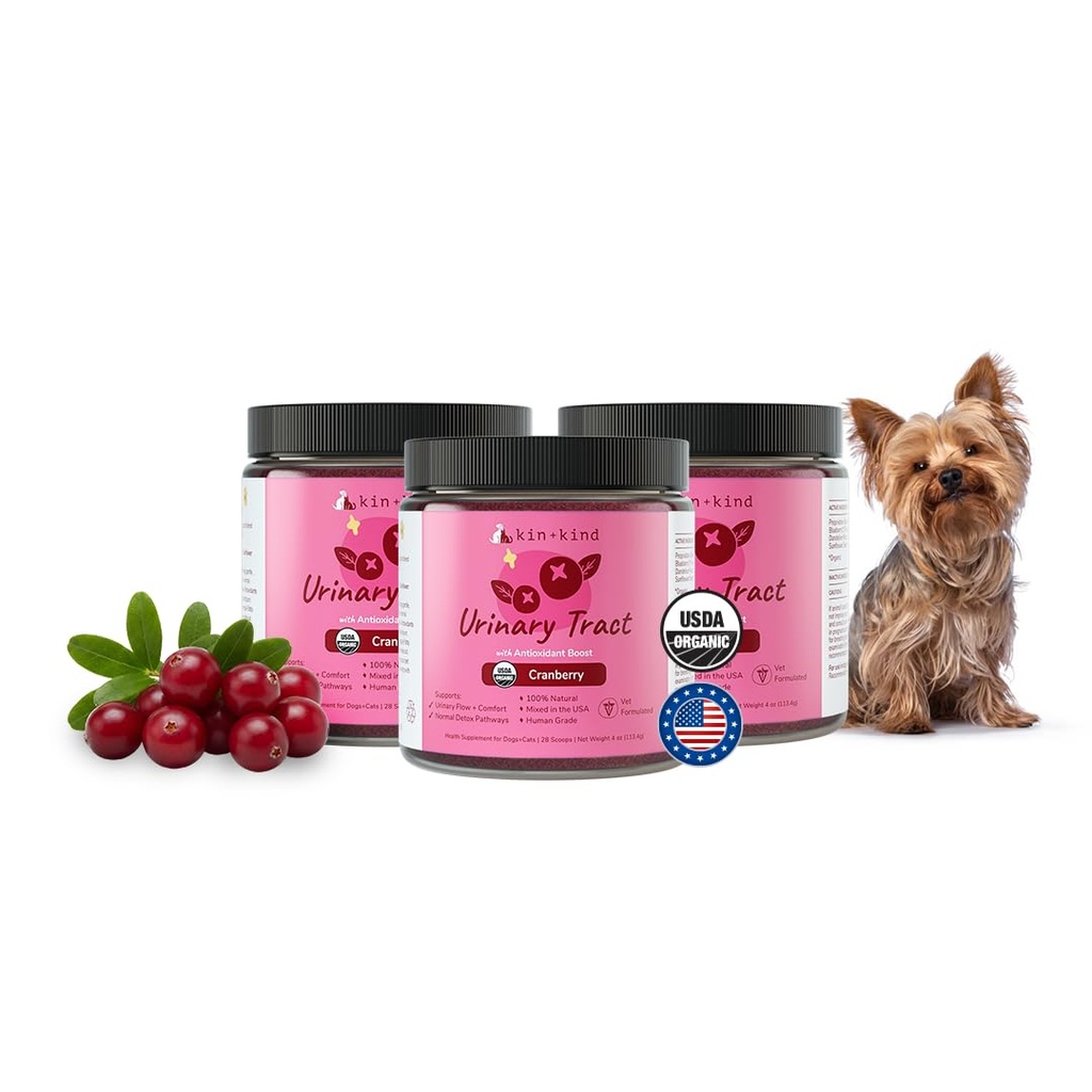 kin+kind Pet Vitamins and Supplements - Immune Support Supplement for Dogs & Cats - Natural Dog Supplements & Cat Supplements w/Organic Ingredients for Healthy Immunity - Made in USA - 3x4 oz Medium