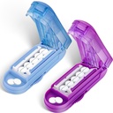 DUBSTAR 2PCS Pill Cutter Splitter for Small and Tiny Pills, Multiple Pill Cutters for Small or Large Pills, Adjustable Pill Splitter with Centering Device and Blade Guard (Purple+Blue)