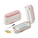 Multiple Pill Cutter - Pill Cutter Splitter for Small Tiny Large Pills Professional | Vertical Press-Down Cutting & Adjustable | Sturdy Blade & Guard | Includes Cleaning Brush (Pink)