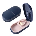 Pill Cutter for Small or Large Pills, Portable Pill Splitter 2-in-1 Pill Case with Stainless Steel Blade, Cuts Pills, Vitamins, Tablets (Royal Blue)