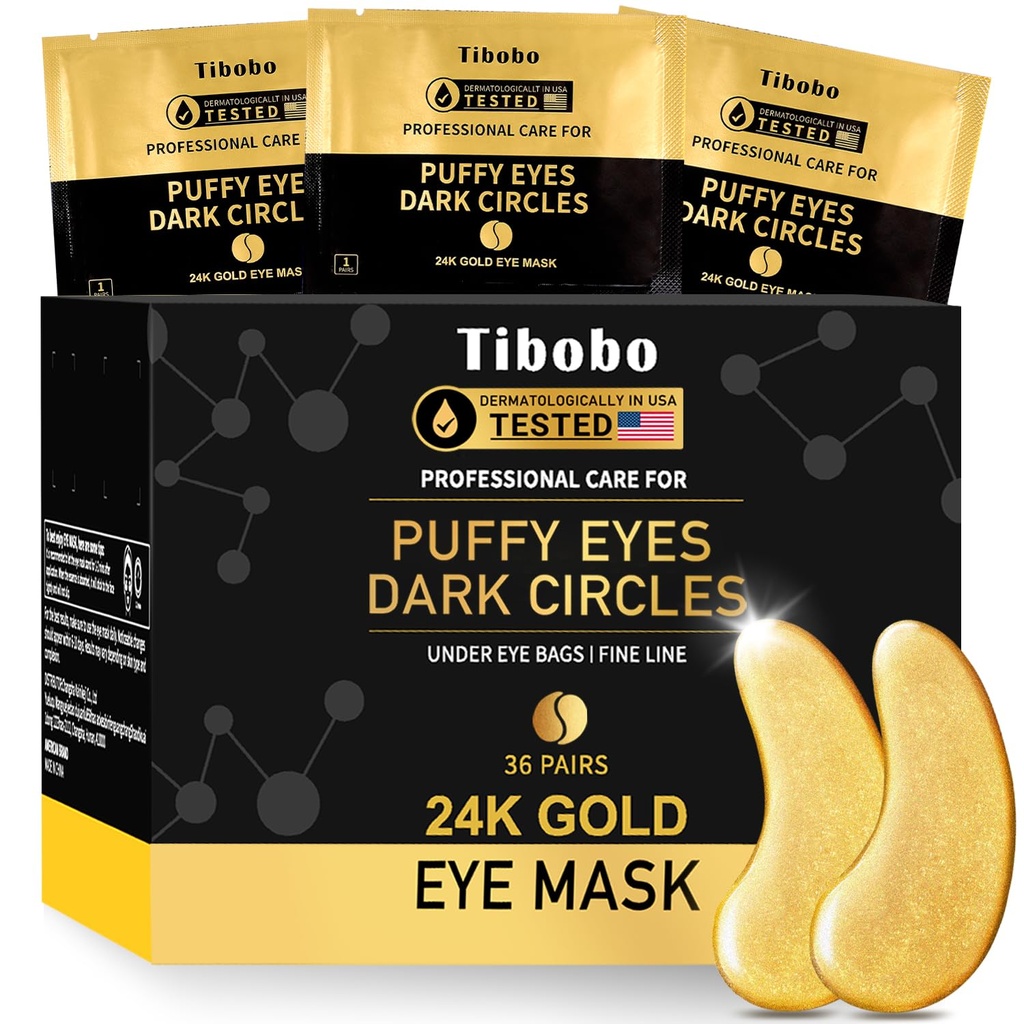 Στο πλαίσιο Eye Patches (36 Pairs) - 24K Gold Eye Masks Εμπλουτισμένο με αφθονικό κολλαγόνο για Σκοτεινούς Κύκλους, Puffy Eyes, Wrincks - Δώρα για Γυναίκες Φροντίδα του δέρματος - Vegan & USA Tested