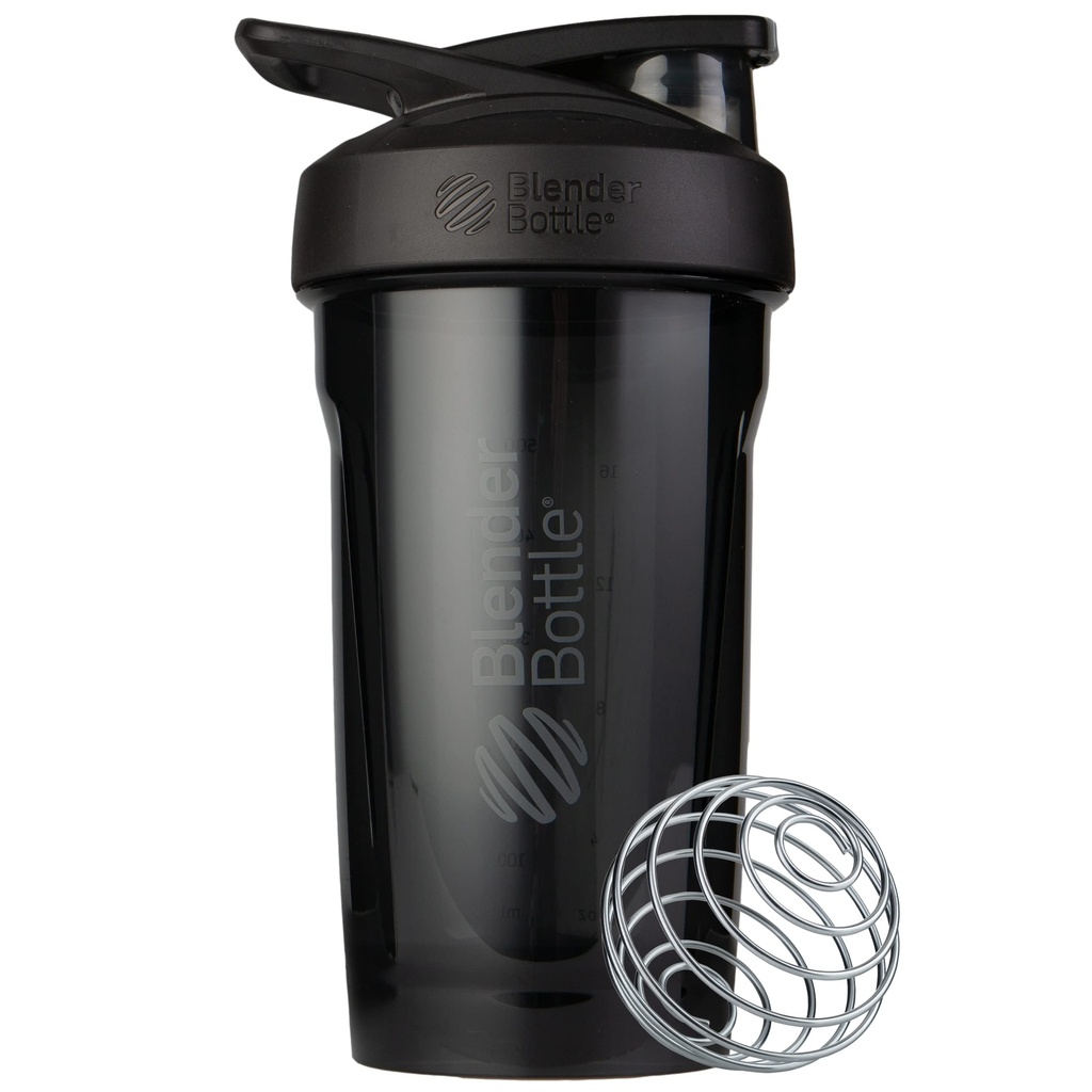 BlenderBottle Sport Shaker Bottle with Wire Whisk, 24-Ounce, Black – Protein Shakes & Hydration for Athletes & Fitness Enthusiasts, Easy Mixing, Durable & Lightweight, Lockable Lid