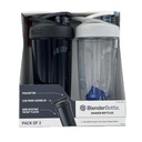 BlenderBottle Strada Shaker Bottle, 28 oz, Tritan Plastic, Leakproof Flip Cap, Wire Whisk Ball, BPA-Free (Pack of 2, Black/White)