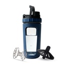 26oz Glass Protein Shaker Bottle, Stainless Steel Mixing Ball & Silicone Sleeve, Odorless, Leak-Proof, BPA-Free, Ideal for Smoothies & Workout Drinks (Steel Blue)