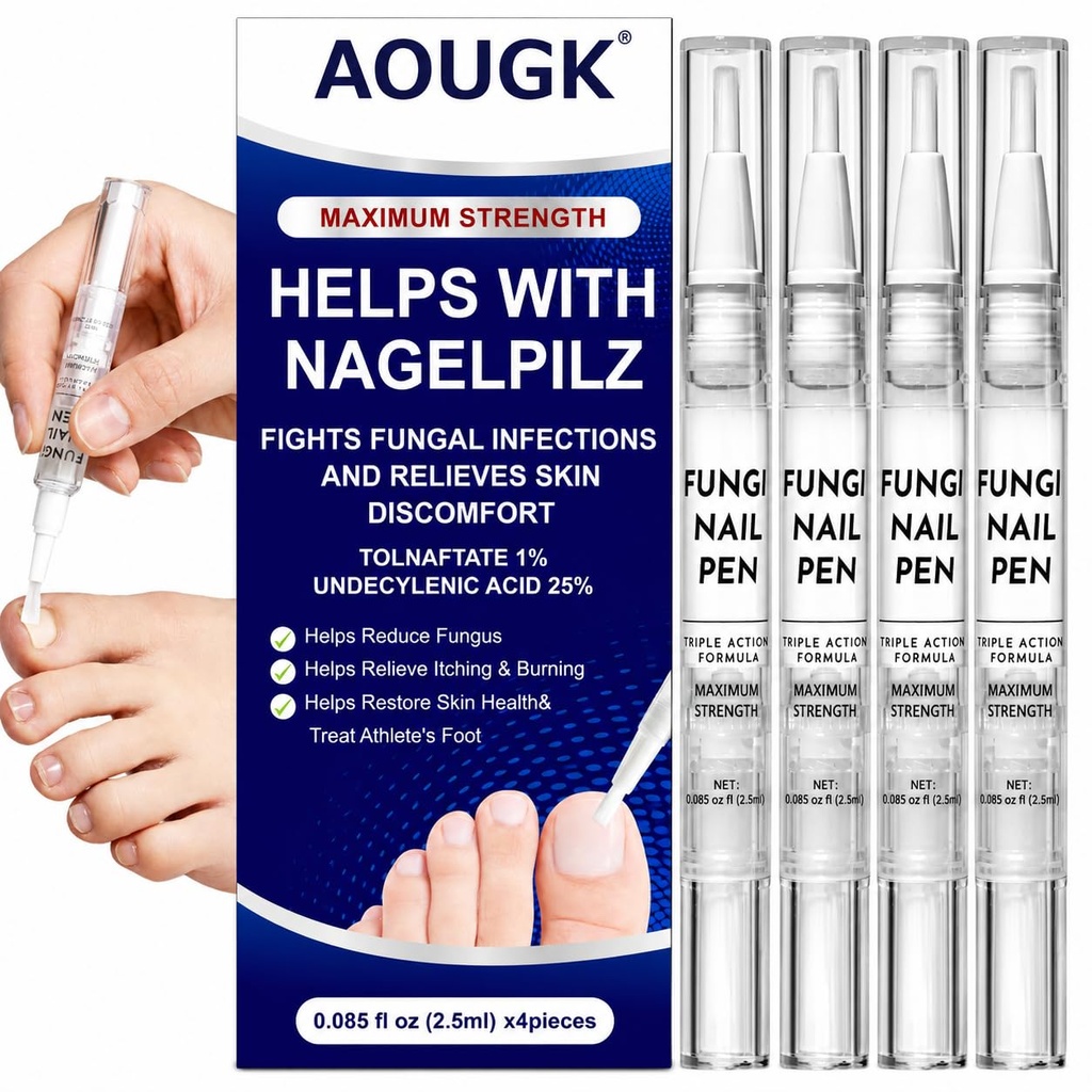 Toenail Fungus Pen with 25% Undecylenic Acid – Toenail Fungus Treatment Extra Strength Nail Repair & Renewal for Thick Discolored & Ingrown Nails – 4 Pack