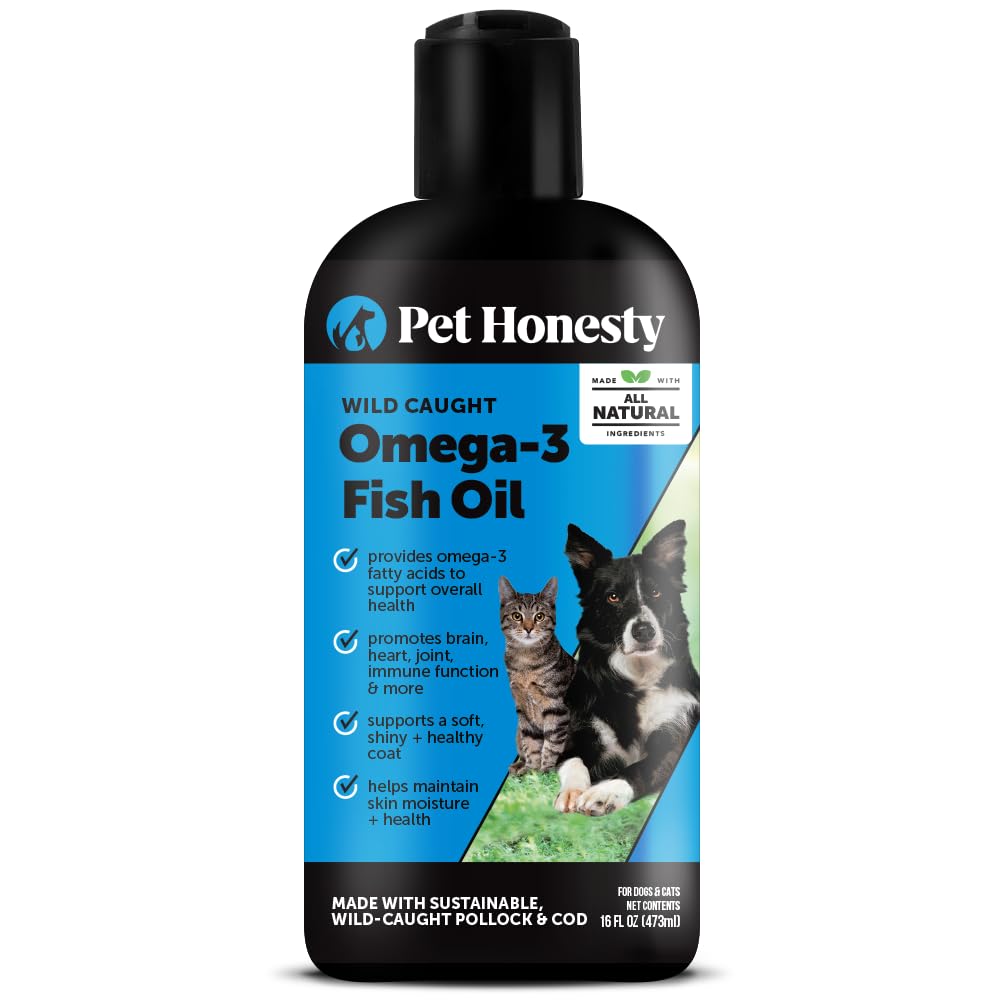 Pet Timmary Omega 3 Fish Oil για γάτες & σκύλους (16oz), Wild Caught Omega 3 Fish Oil για σκύλους Skin and Coat Supplement, Supports Shedding, Skin & Coat, Ανοσία, Joint, Brain & Heart, EPA + DHA