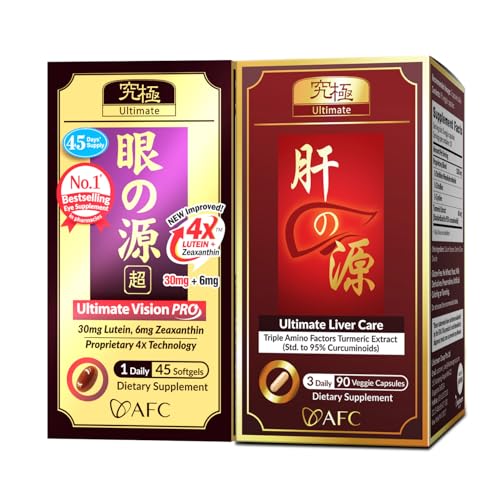 AFC Japan Ultimate Vision PRO & Ultimate Liver Care Bundle | Lutein, Zeaxanthin, Bilberry, Amino Acids & Turmeric | Supports Eye Health, Healthy Liver Function & Daily Wellness