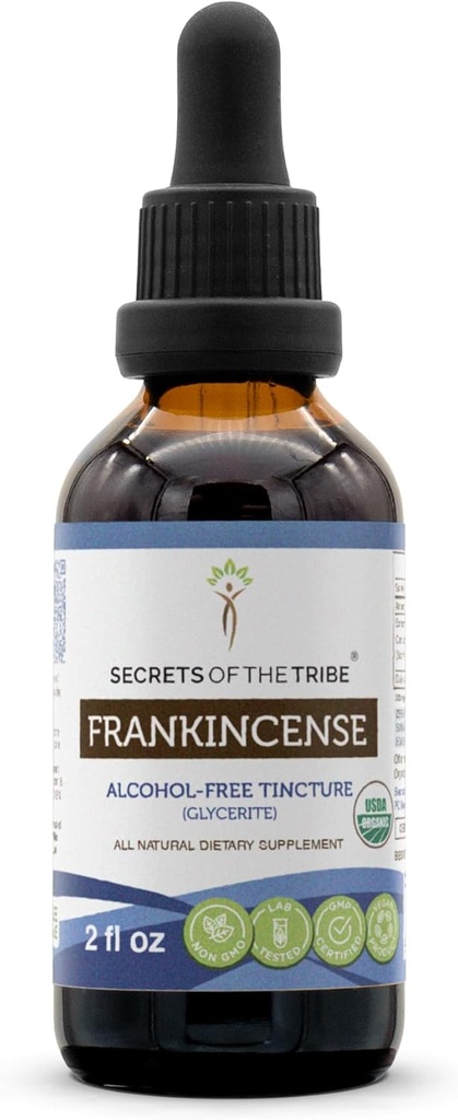 Frankincense USDA Organic Tincture Alcohol-Free Extract, Frankincense (Boswellia Serrata) Dried Resin 2 oz