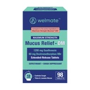 WELMATE Maximum Strength Mucus Relief DM 98 Tablets 1200mg Guaifenesin + 60mg Dextromethorphan HBr - 12-Hour Chest Congestion, Cough Suppressant - Extended-Release Bi-Layer Tablets for Adults