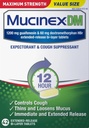 Mucinex DM Maximum Strength 12 Hour Tablets, 1200 mg Guaifenesin, Relieves Chest Congestion,Cough Suppressant and Expectorant, Quiets Wet and Dry Cough, 42 Count