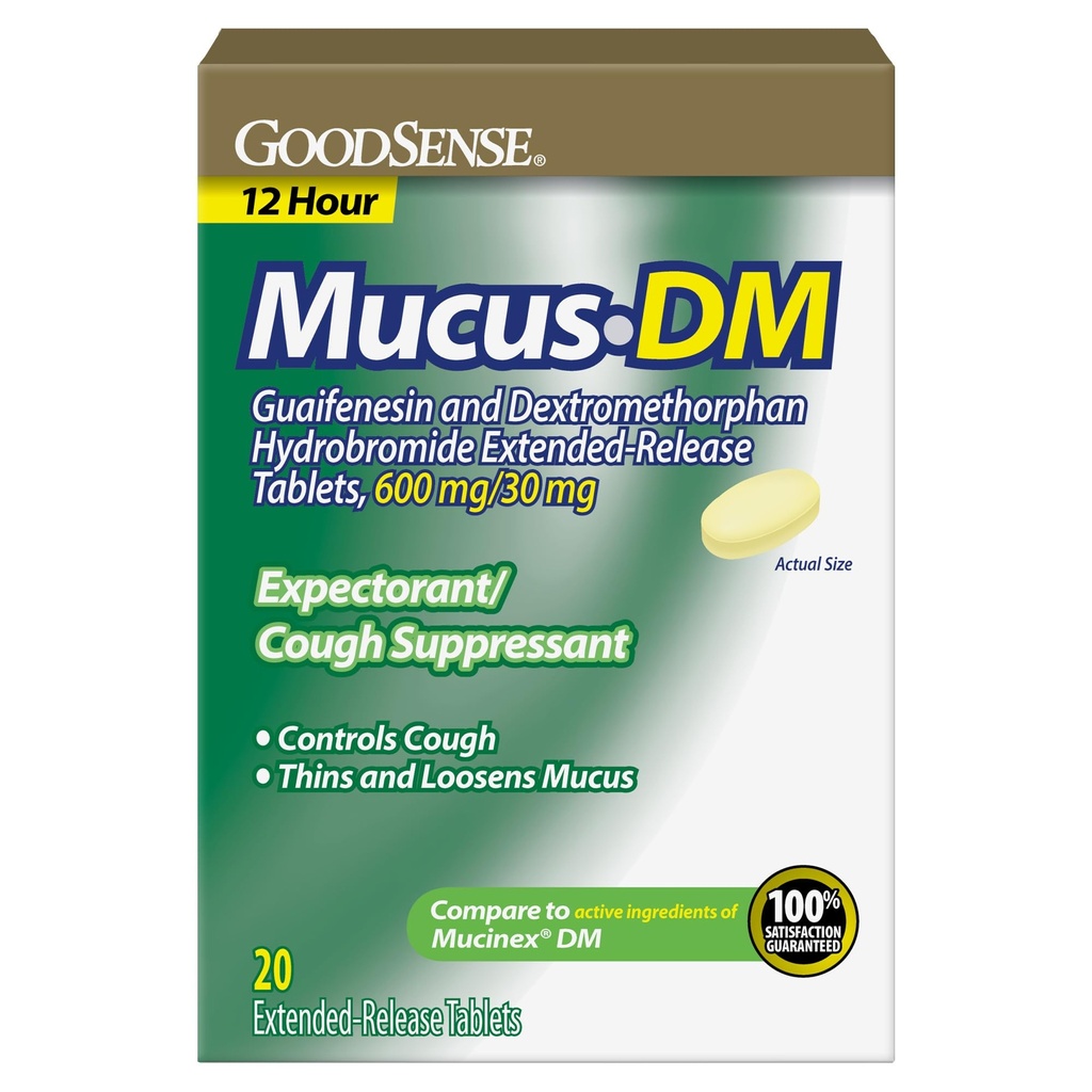 GoodSense Mucus Relief DM, Guaifenesin 600 mg and Dextromethorphan Hydrobromide 30 mg Extended-Release Tablets