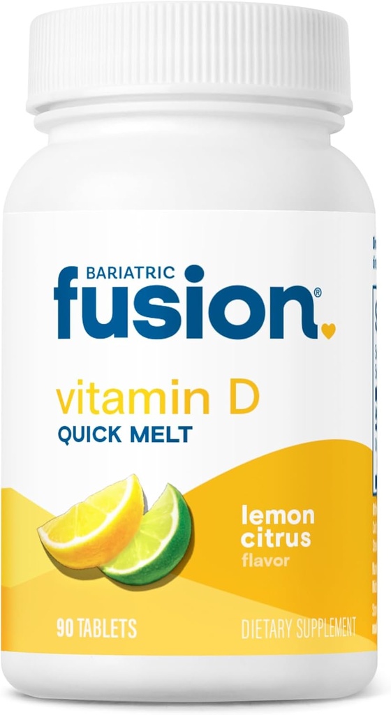 Bariatric Fusion Dissolvable Vitamin D3 5000 IU Quick Melt | Lemon Citrus Flavored Chewable Vitamin D Supplement | Healthy Bone Support* | Gluten, Dairy, and Soy Free | 90 Fast Melting Tablets