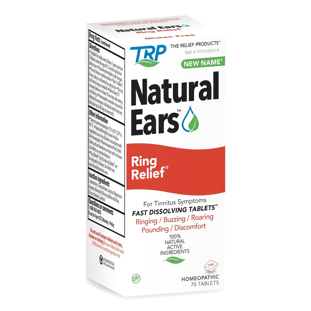 The Relief Products Ring Relief Tablets - 100% Natural Active Ingredients - for Ringing Ears and Tinnitus Symptoms - Fast Dissolving Tablets -70ct