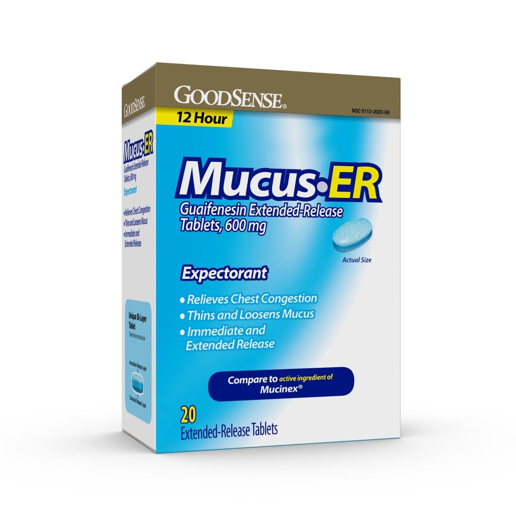 Mucus and Chest Congestion Relief Guaifenesin Extended-Release Tablets, 600 mg, 12 Hour Expectorant