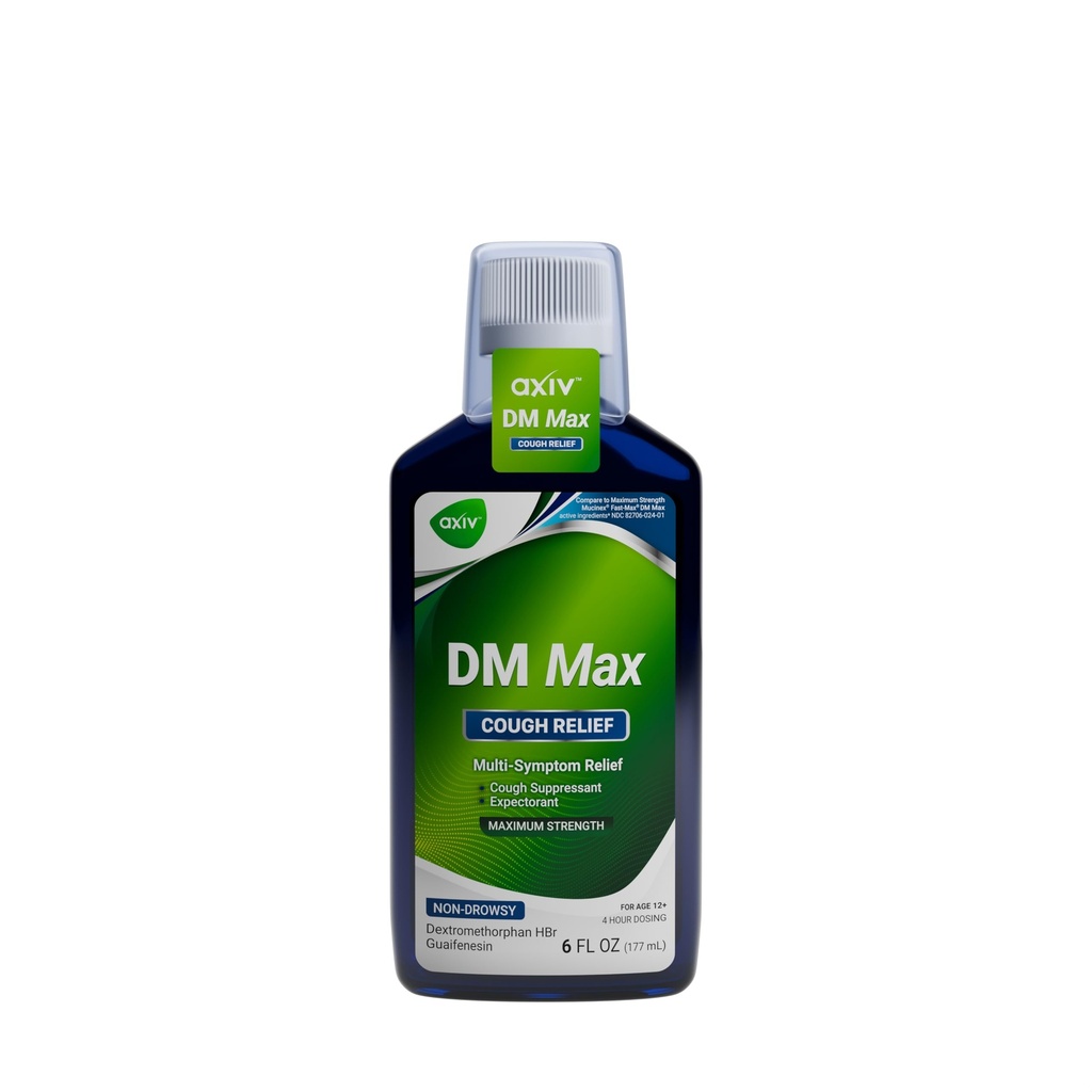 AXIV DM Max Liquid Cough & Cold Medicine for Adults, Cold and Flu Medicine for Excess Mucus Relief, 6 fl oz