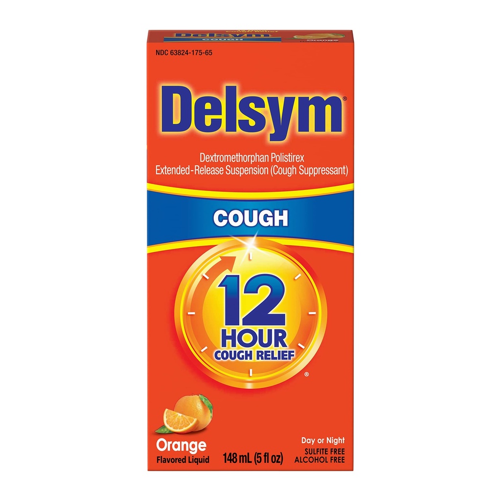 Delsym Adult 12 Hr Cough Relief Liquid, Orange, 5 Ounce
