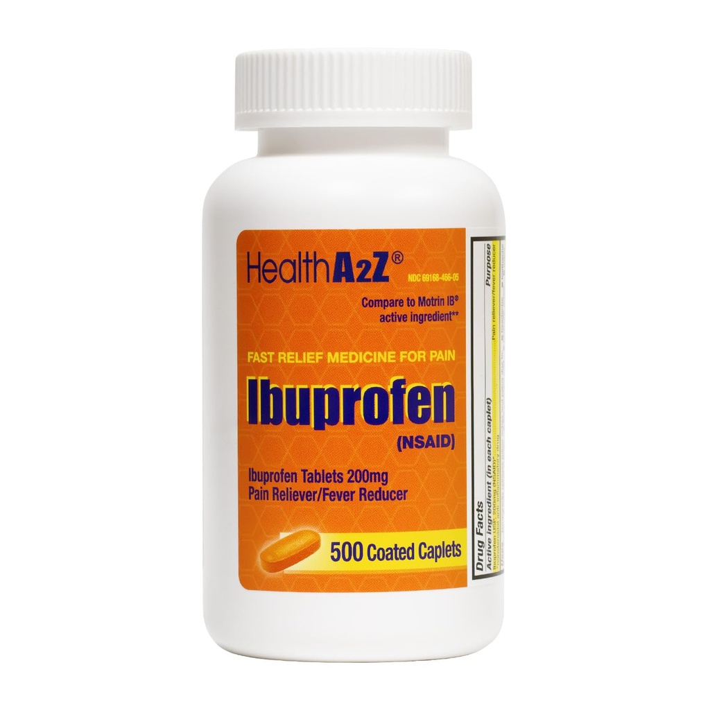 HealthA2Z® Ibuprofen Tablet Bottle Pain Relief 200mg (500 Count (Orange))