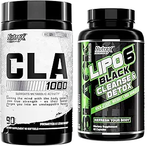Nutrex Research CLA, 90 Soft Gels - 1000mg Conjugated Linoleic Acid - και Lipo-6 Cleanse & Detox για απώλεια βάρους